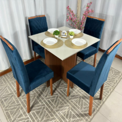 Alternative view of Mesa de Jantar Helo 90x90cm com 4 Cadeiras Cristal- Poliman