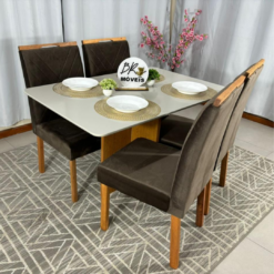 Alternative view of Mesa de Jantar Salinas 120x80cm com 4 Cadeiras Cristal