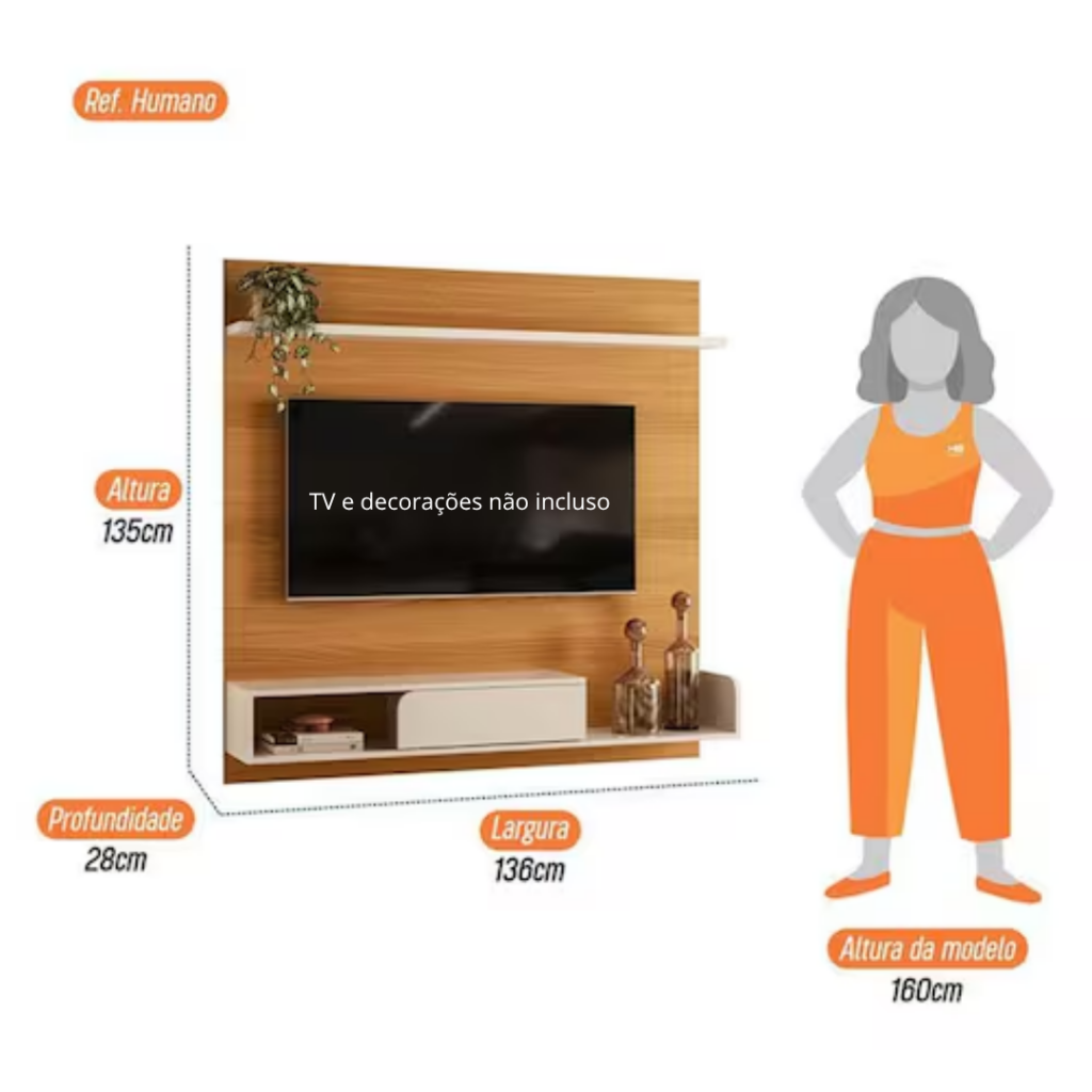 Alternative view of Painel Para TV Suspenso Evo Até 55 Polegadas HB - Cinamomo Off