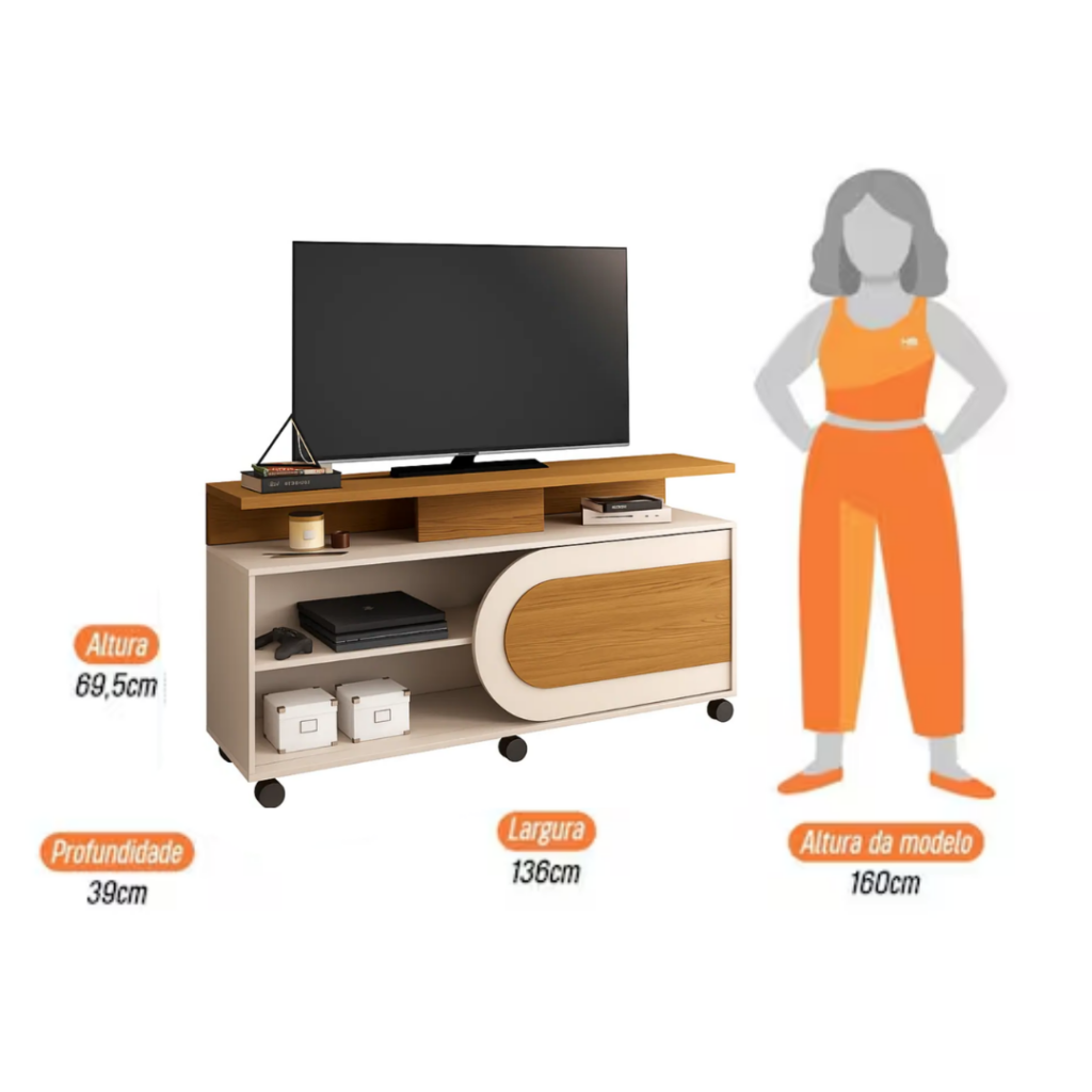 Alternative view of Rack com Rodinhas Orbis para TV ate 55 Polegadas HB - Cinamomo Off