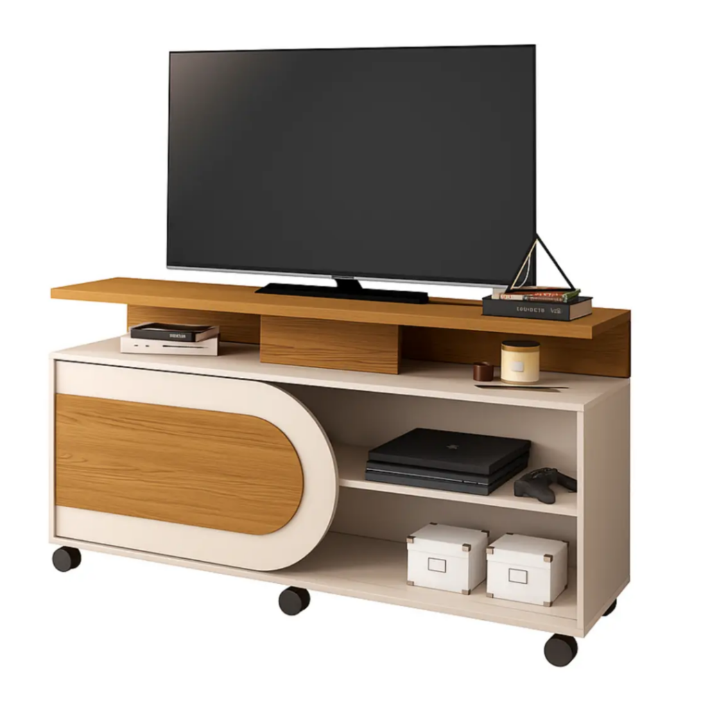 Rack com Rodinhas Orbis para TV ate 55 Polegadas HB - Cinamomo Off