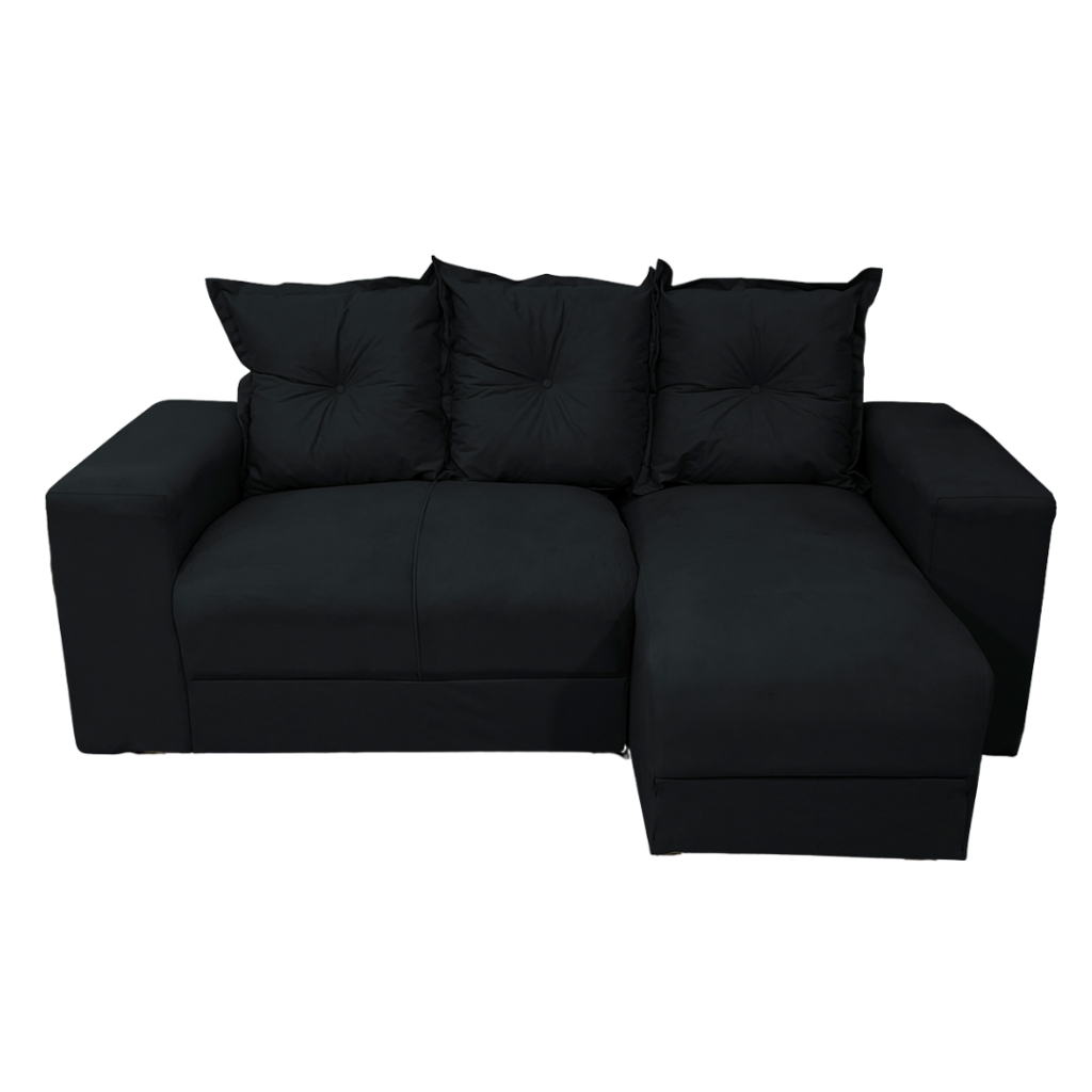 Alternative view of Sofá 2 Lugares com Chaise JM - Suede Preto