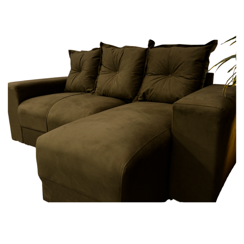 Alternative view of Sofá 2 Lugares com Chaise JM - Suede Marrom