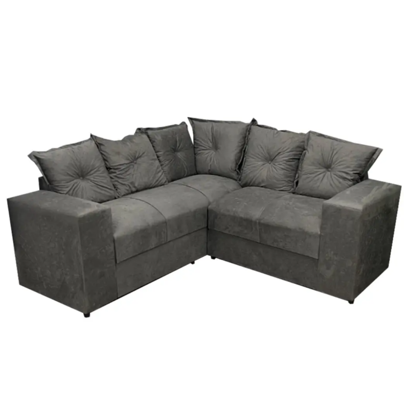 Sofá Canto Belo JM - Suede Cinza