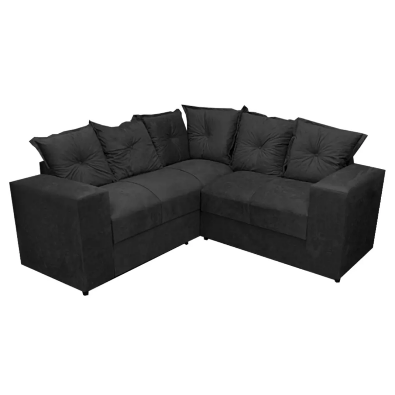 Sofá Canto Belo JM - Suede Preto