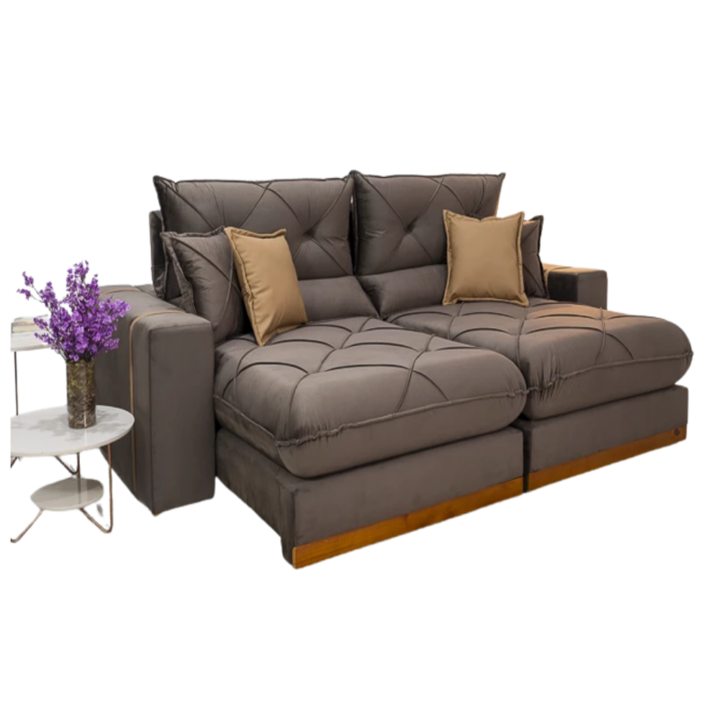 Sofá Retrátil Reclinável 2 metros Gran Bello Suede Marrom – D33 e Molas Ensacadas ImpDecor
