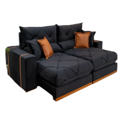 Sofá Retrátil Reclinável Gran Bello Suede Preto – D33 e Molas Ensacadas