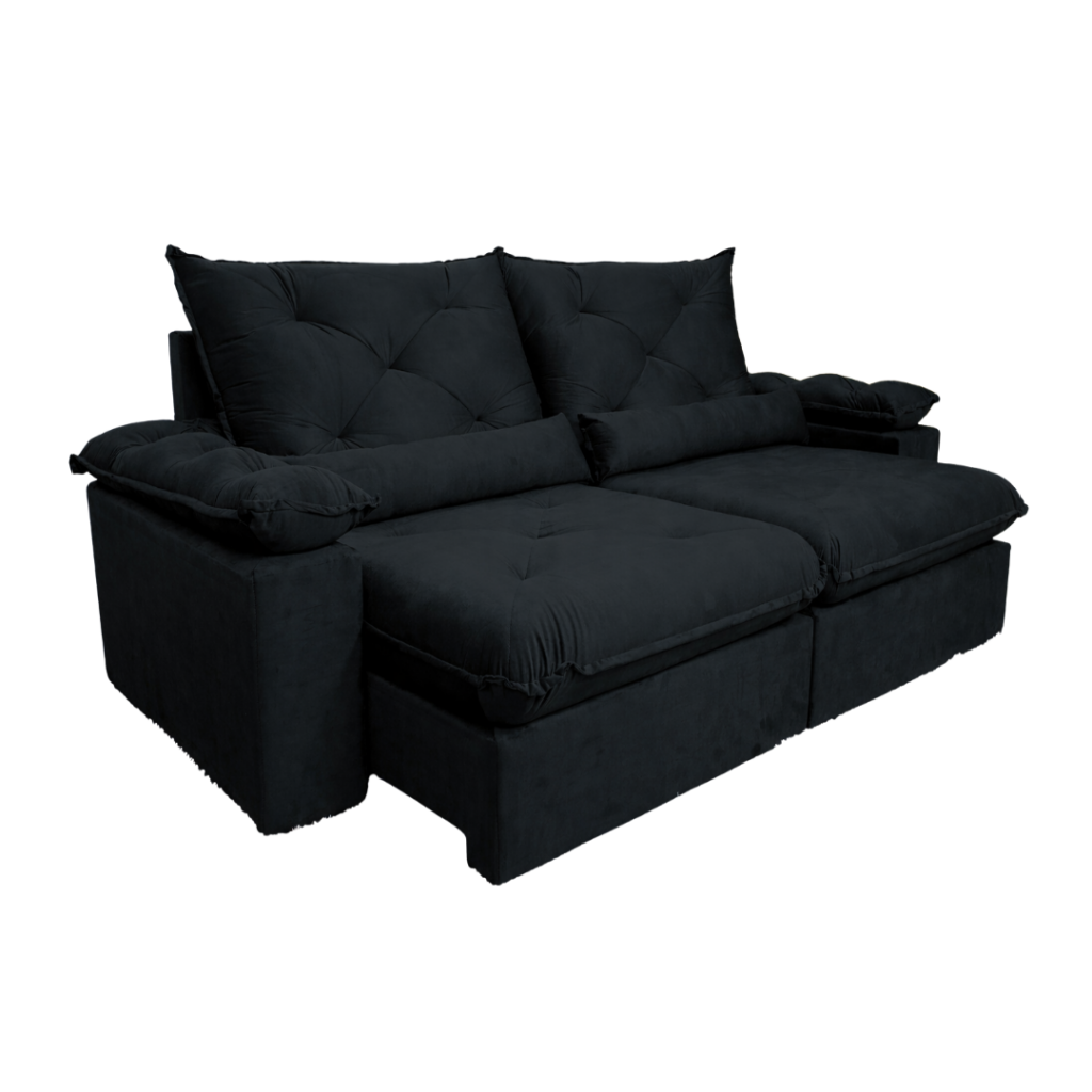 Sofá Retrátil Reclinável Madri 2 Metros Tecido Suede Imperial - Preto