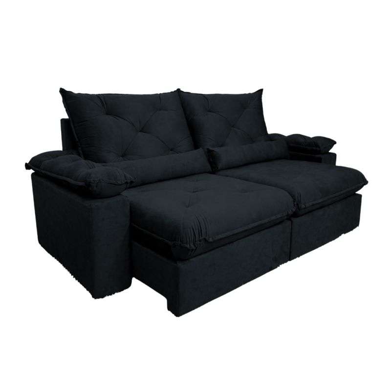 Sofá Retrátil Reclinável Madri 2 Metros Tecido Suede Imperial - Preto