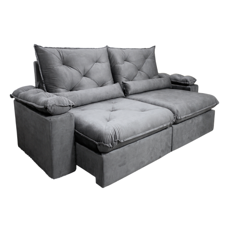 Sofá Retrátil Reclinável Madri 2 Metros Tecido Suede Imperial - Cinza