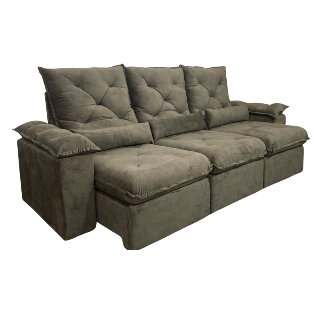 Sofá Retrátil Reclinável Madri 2.70 Metros Tecido Suede Imperial - Marrom