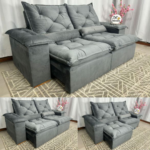 Sofá Retrátil Reclinável Madri 2 Metros Tecido Suede