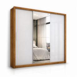 Guarda Roupa Veneza Luxo 3 Portas 4 Gavetas Com Espelho - Cinamomo Off