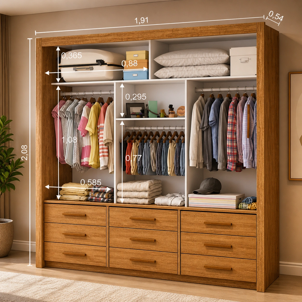 Guarda Roupa Anjos com Espelho Carioca - Cinamomo - Imagem 4