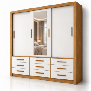 Guarda Roupa Anjos com Espelho Carioca - Cinamomo Branco