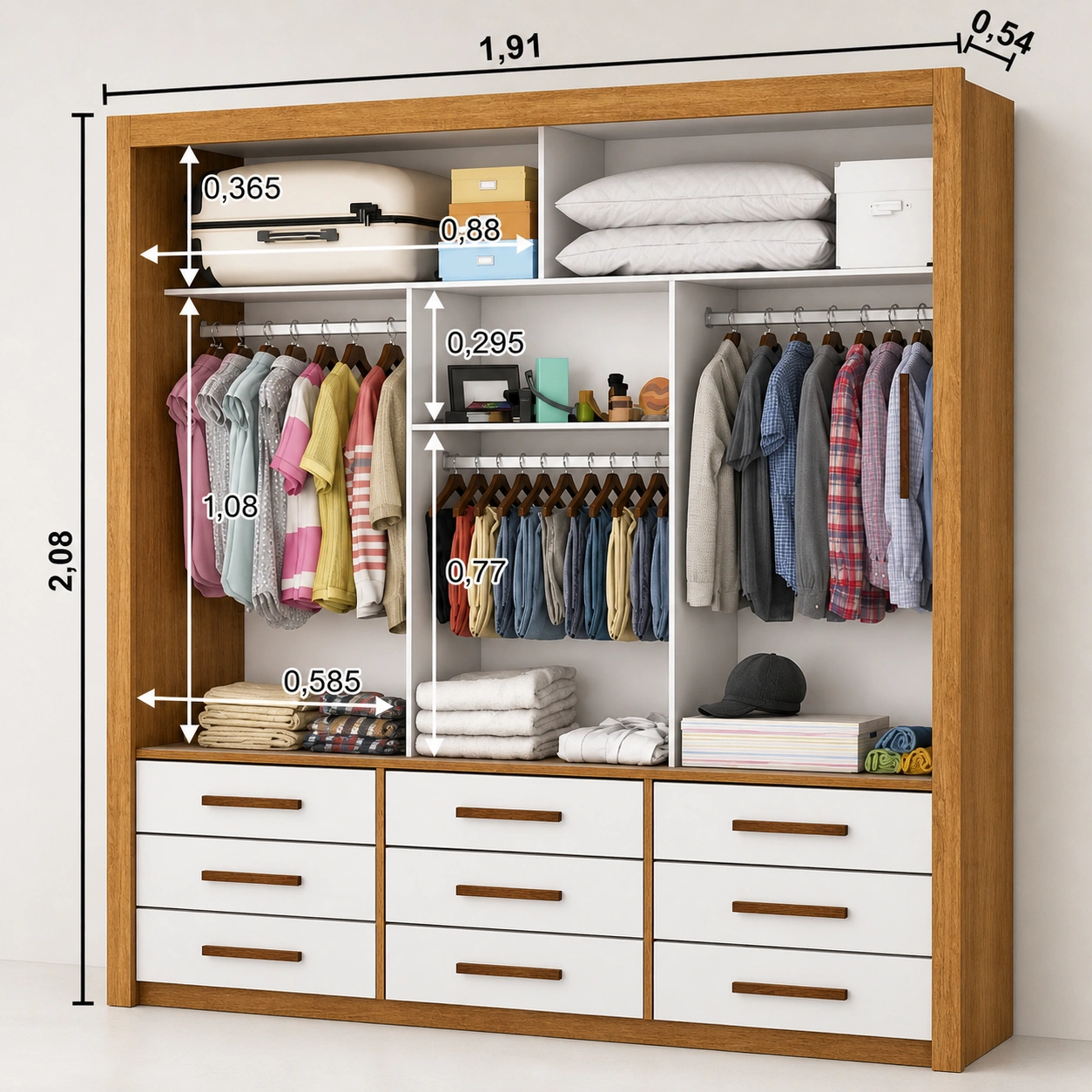 Guarda Roupa Anjos com Espelho Carioca - Cinamomo Branco - Imagem 4