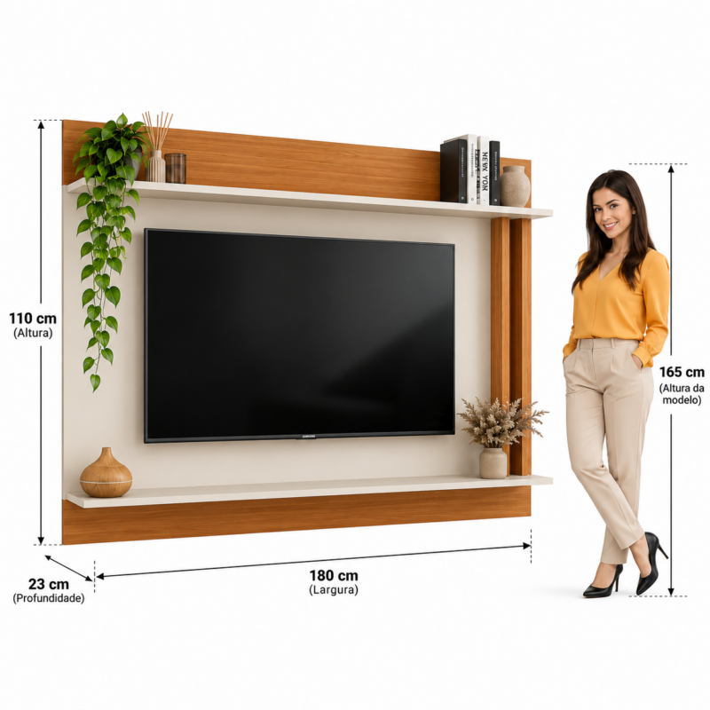 Alternative view of Painel Para TV Até 65 Polegadas New York JCM - Freijó Off - C2