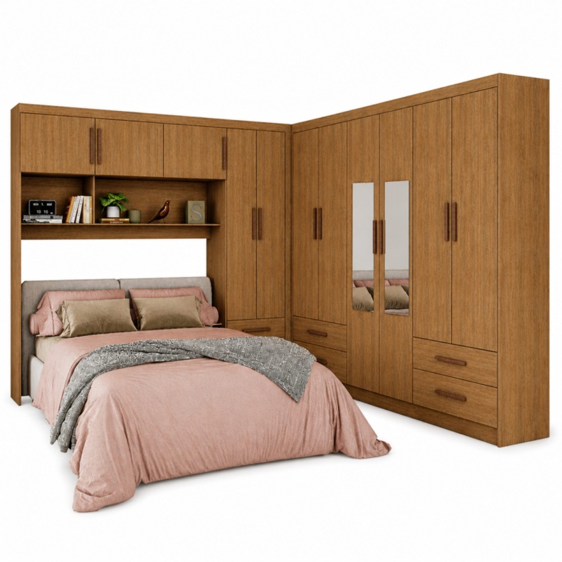 Guarda Roupa Modulado + Hercules Casal 6 portas Carioca - Cinamomo