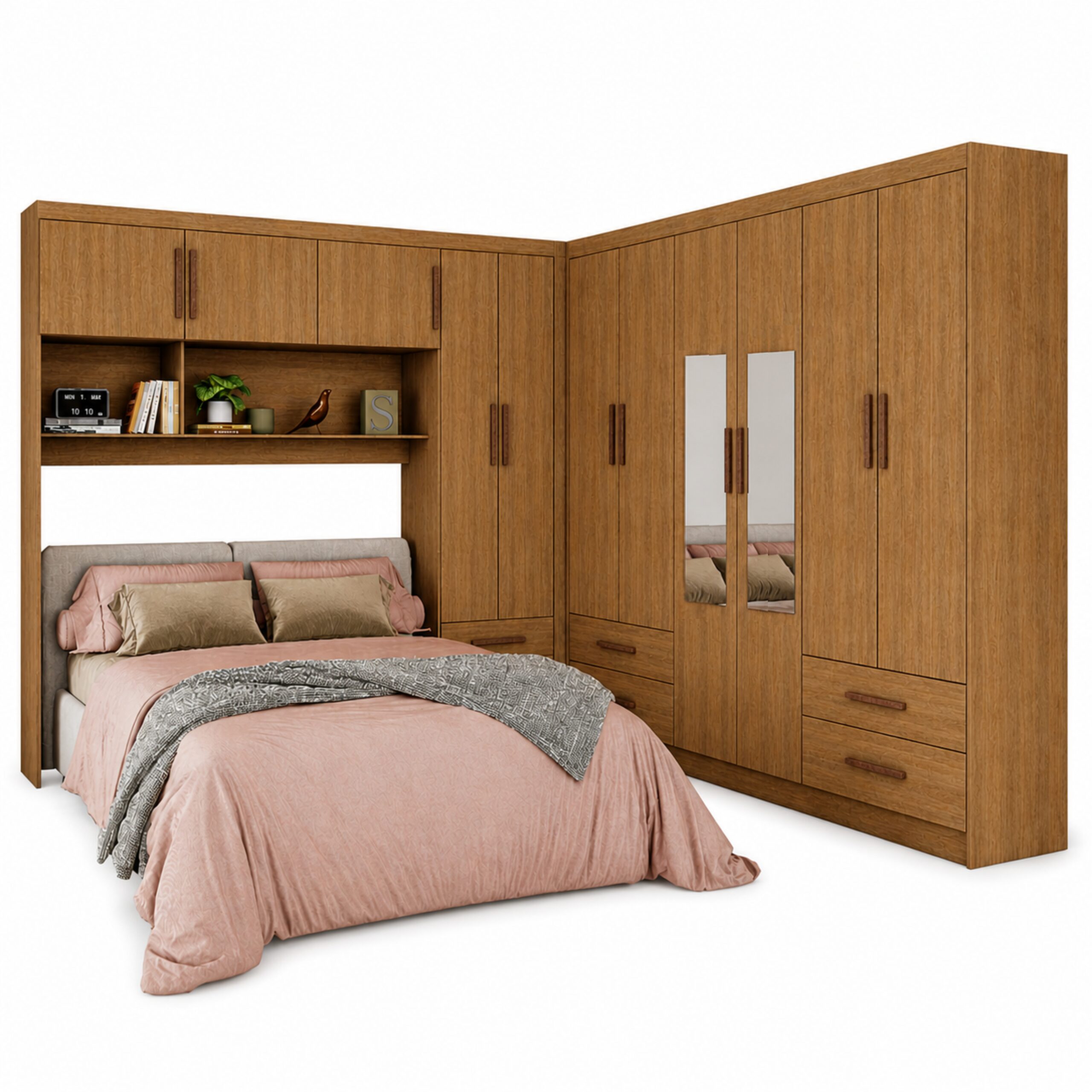 Guarda Roupa Modulado + Hercules Casal 6 portas Carioca - Cinamomo
