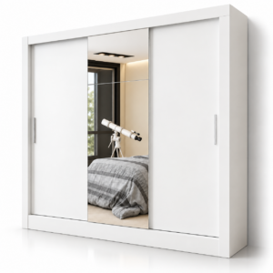Guarda Roupa Dubai Luxo Carioca - Branco (1 porta espelhada)