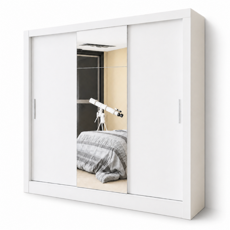Guarda Roupa Dubai Luxo Carioca - Branco (1 porta espelhada)
