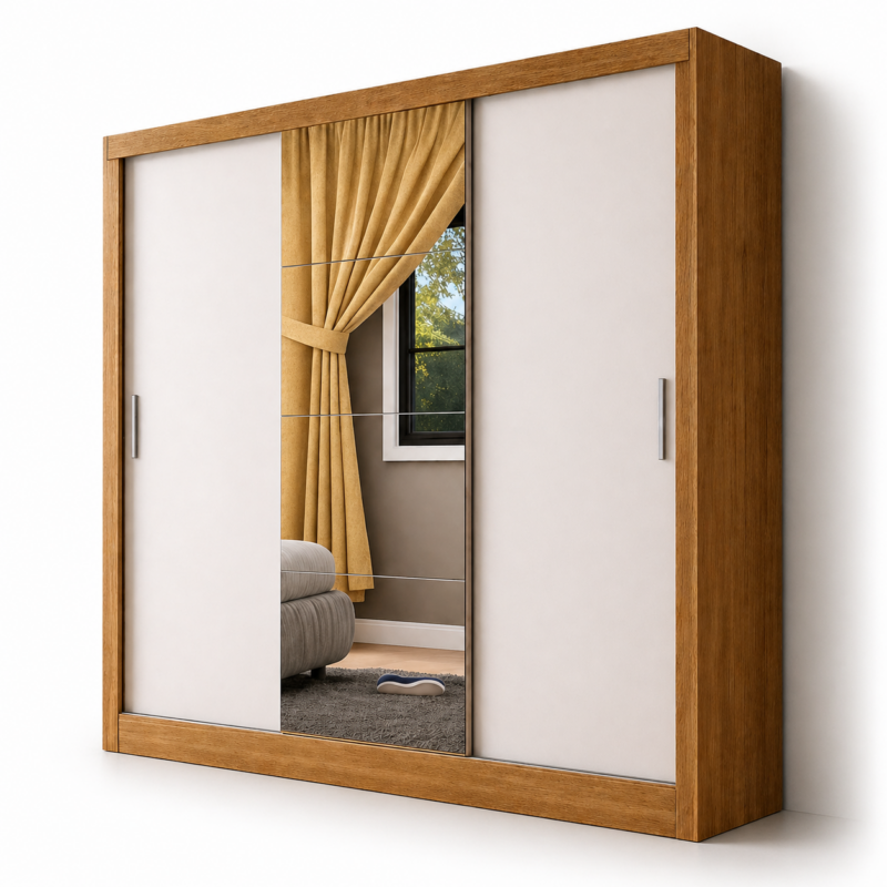 Guarda Roupa Dubai Luxo Carioca - Cinamomo Off (1 porta espelhada)