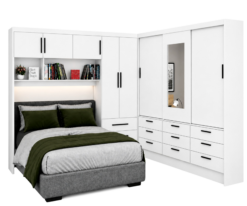 Guarda Roupa Modulado Sevilha 8 Portas 11 Gavetas com espelho - Branco