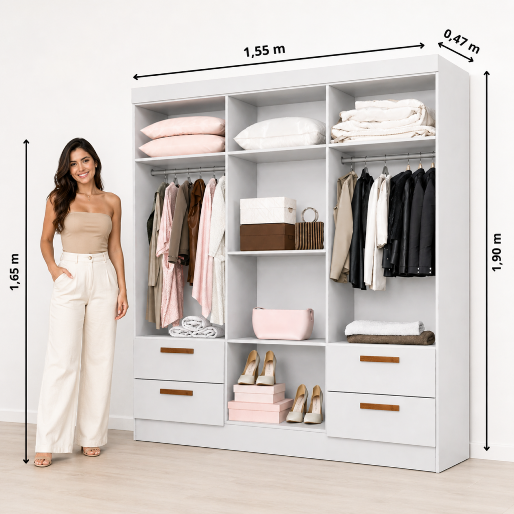Alternative view of Guarda Roupa Florida 6 portas 4 Gavetas 100% Mdf Nine - Branco