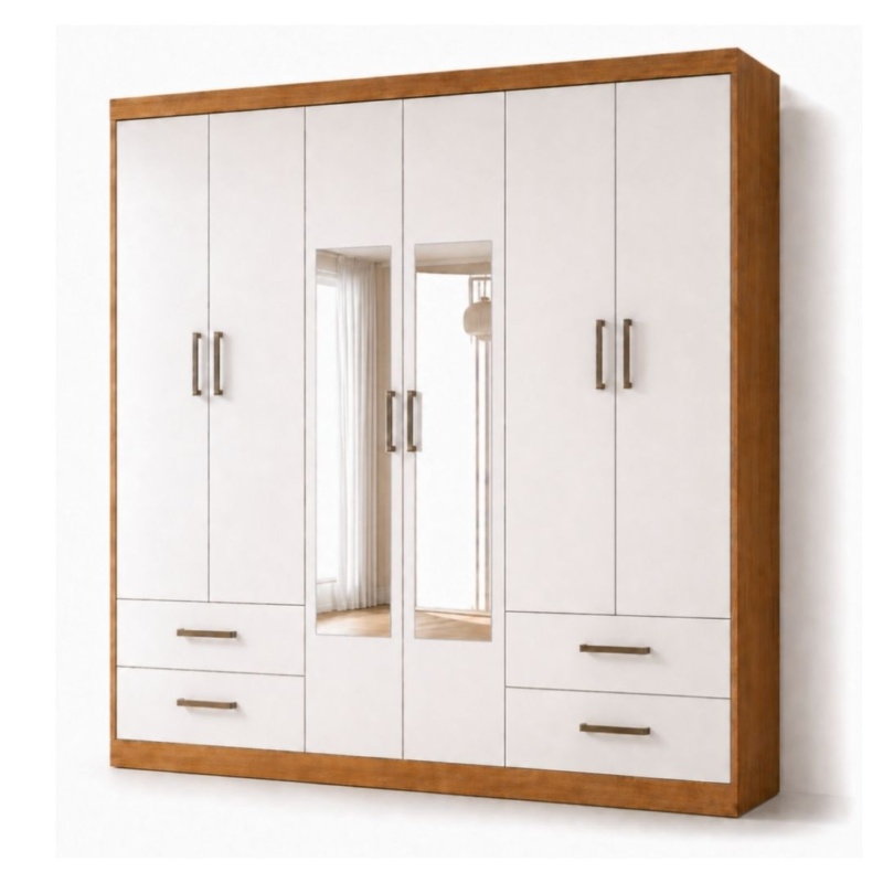 G.R Hércules 6 portas Com Espelho Carioca - Cinamomo Branco