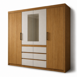Guarda Roupa Imperio 4 Portas 6 Gavetas Com Espelho - Cinamomo Off