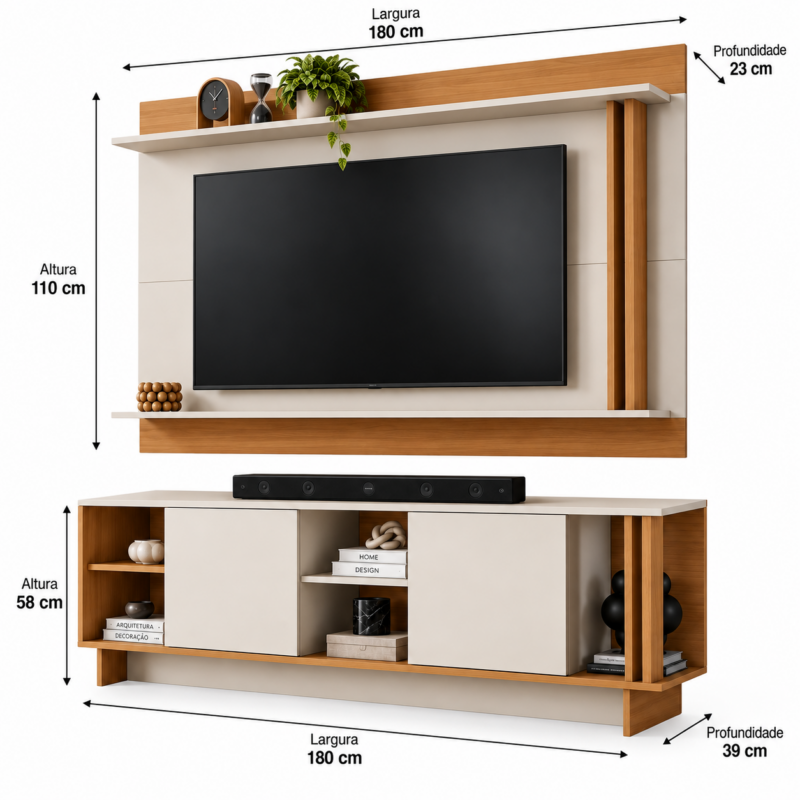Alternative view of Conjunto Rack com Painel para Tv até 65 Polegadas - Los Angeles New York - Freijó Off
