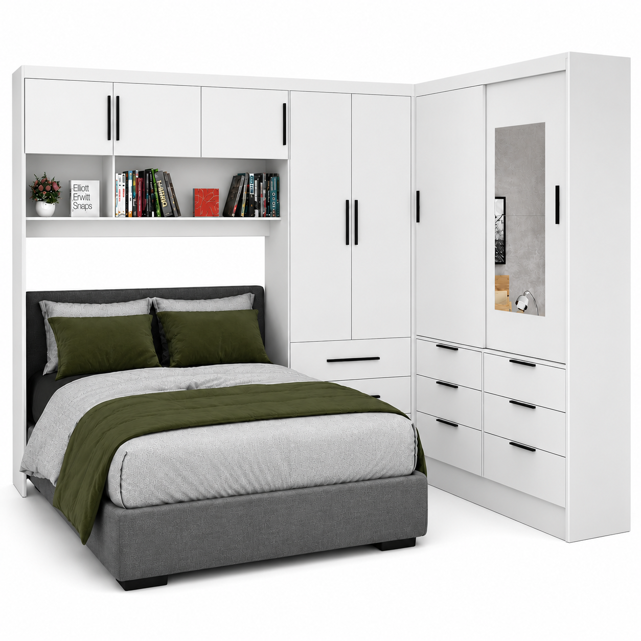 Guarda Roupa Modulado + Sevilha 2 Portas com espelho Carioca - Branco