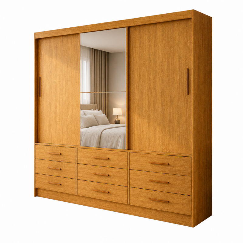 G.R Sevilha Luxo 3 Portas Carioca - Cinamomo (1 porta espelhada)