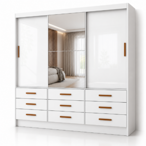 G.R Sevilha Luxo 3 Portas Carioca - Branco (1 porta espelhada)