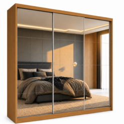 Guarda Roupa Veneza Gold 3 Portas 4 Gavetas Com Espelho - Cinamomo