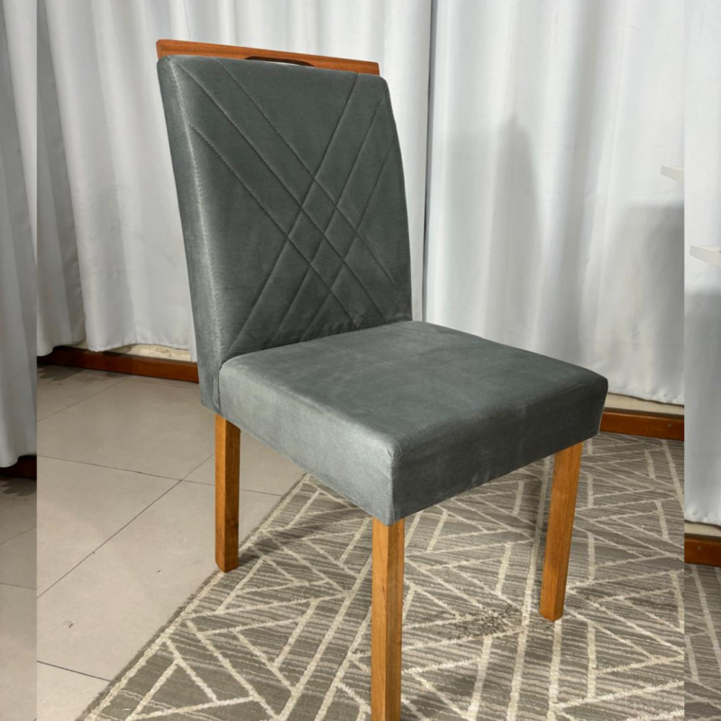 Alternative view of Cadeira Cristal Unidade Tecido Suede - Cinza - Carvalho Decor