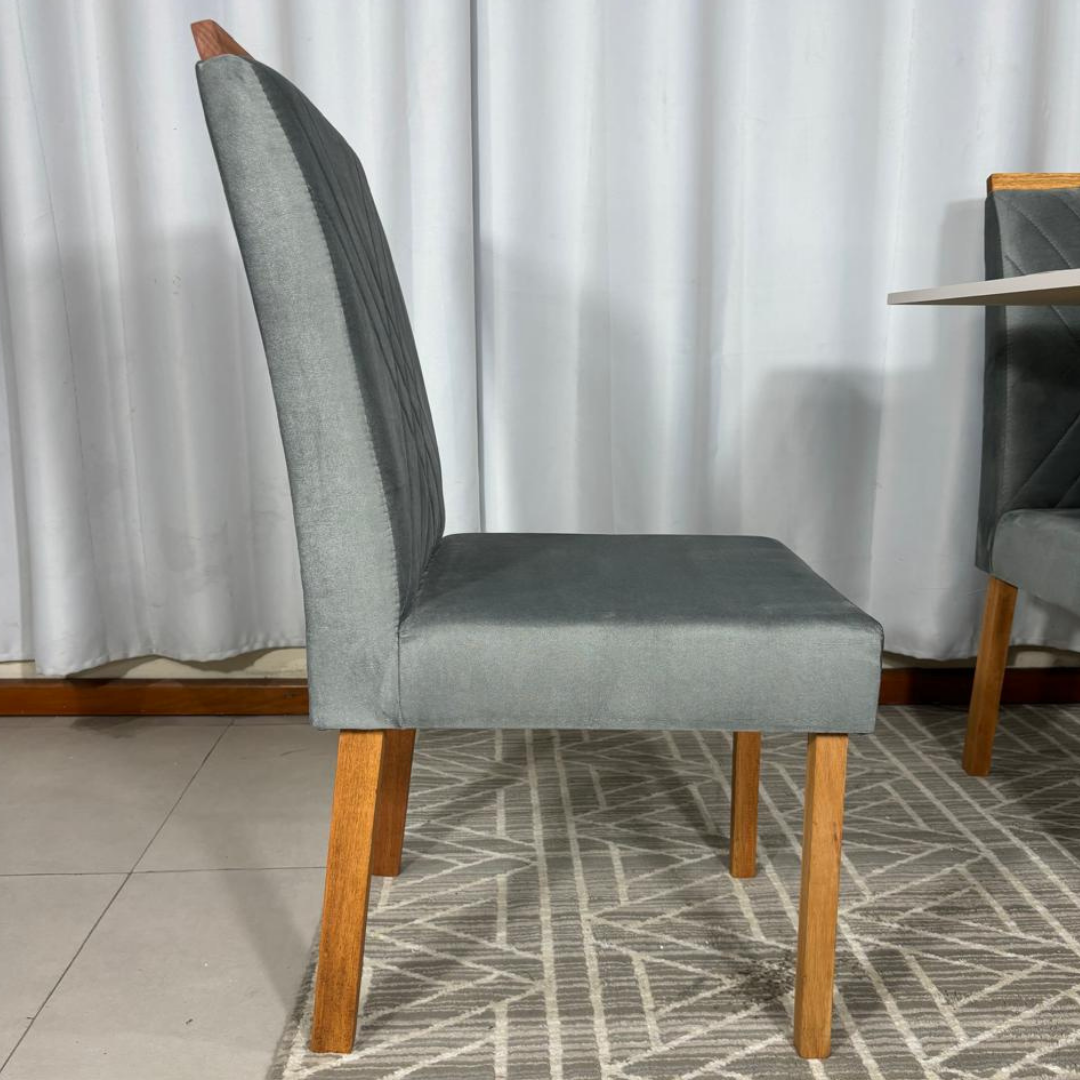 Cadeira Cristal Unidade Tecido Suede - Cinza - Imagem 4