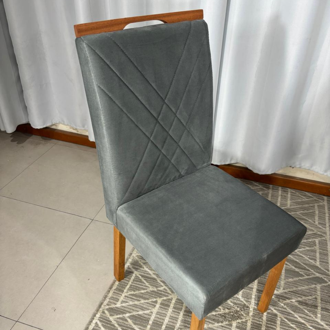 Cadeira Cristal Unidade Tecido Suede - Cinza - Imagem 3