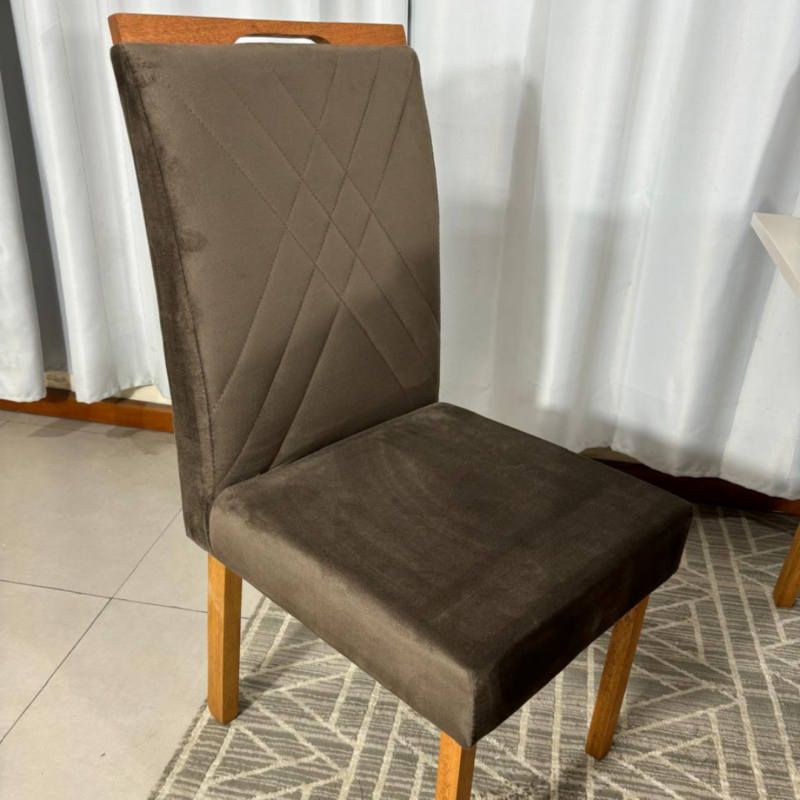 Alternative view of Cadeira Cristal Unidade Tecido Suede - Marrom - Carvalho Decor