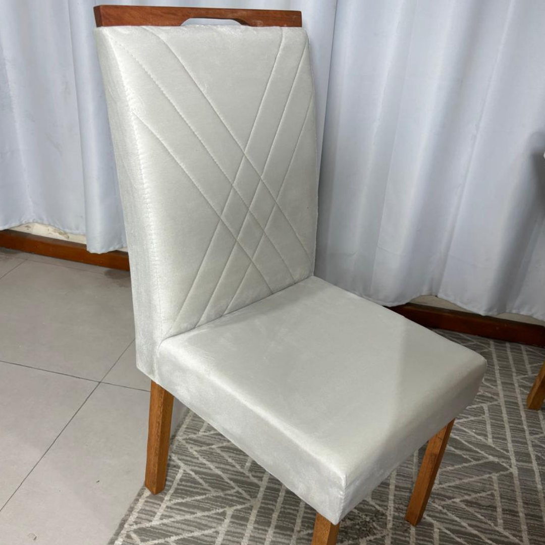 Cadeira Cristal Unidade Tecido Suede - Bege - Imagem 3