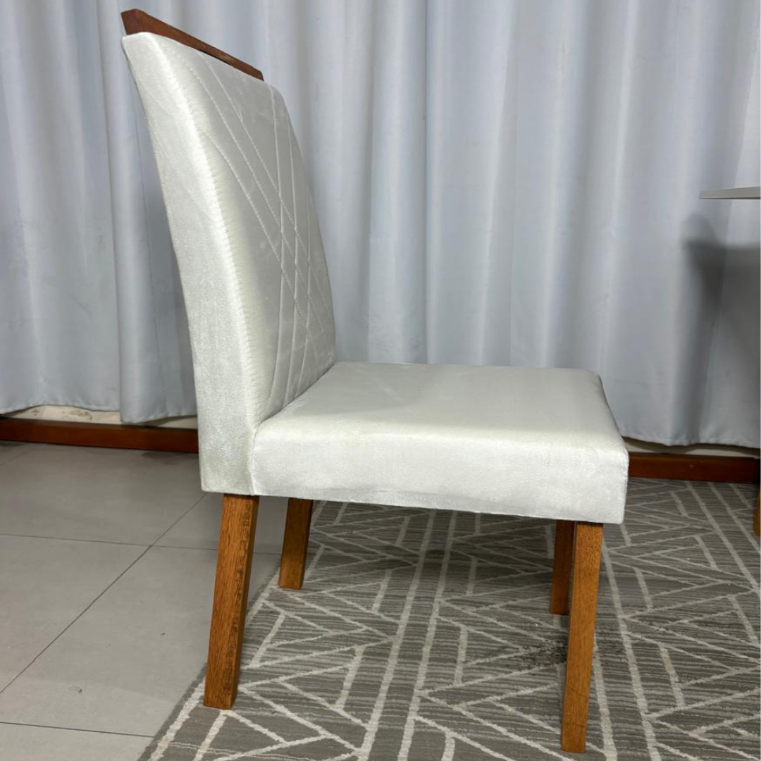 Cadeira Cristal Unidade Tecido Suede - Bege - Imagem 4