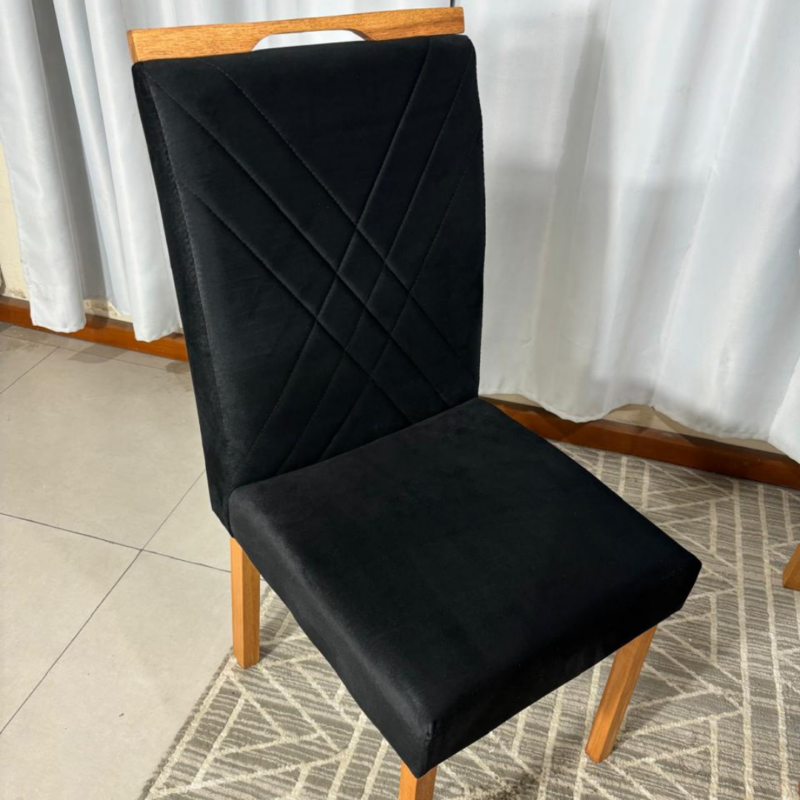 Alternative view of Cadeira Cristal Unidade Tecido Suede - Preto - Carvalho Decor