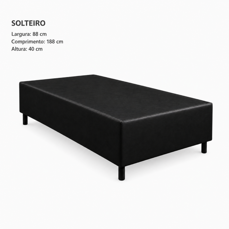 Alternative view of Base para colchão Solteiro - Corino Preto - Orthobelo