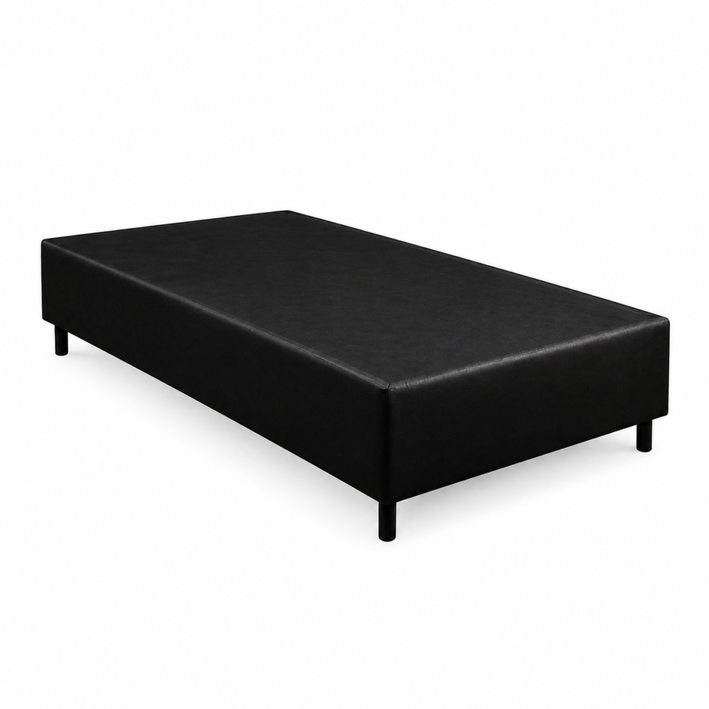 Base para colchão Solteiro - Corino Preto - Orthobelo