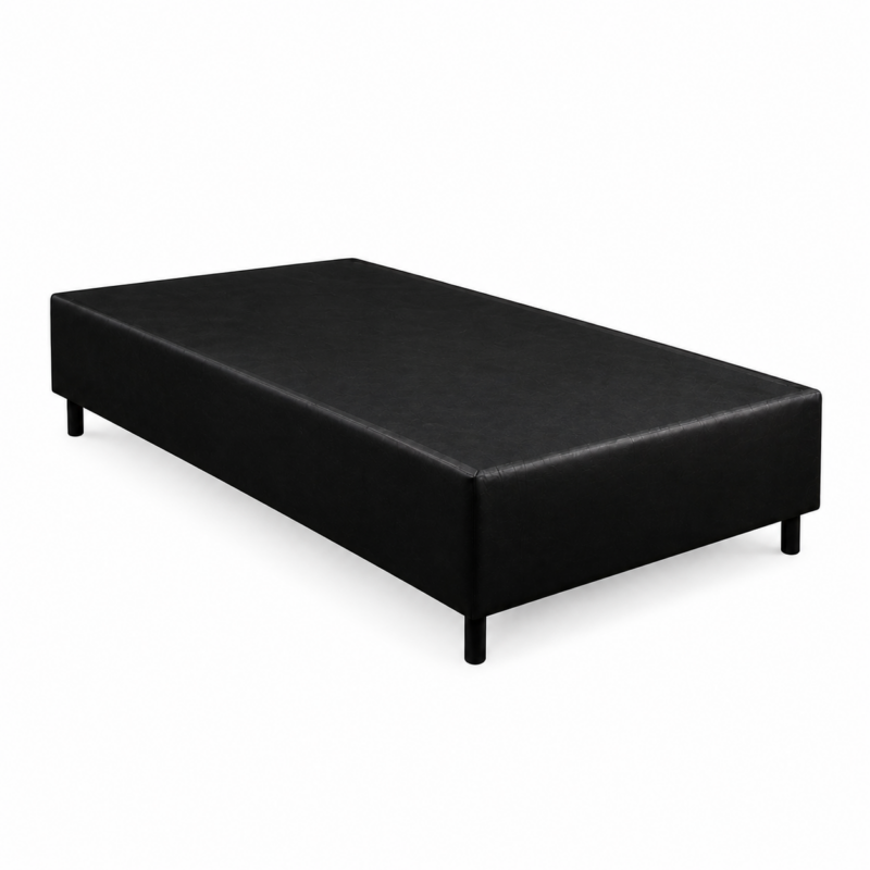 Base para colchão Solteiro - Corino Preto - Orthobelo