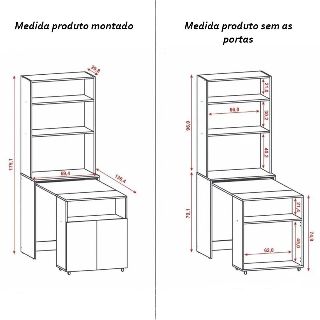 Armário Multiuso e Escrivaninha Branco - Imagem 3