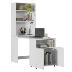 Armário Escrivaninha 2 portas com Mesa Retrátil Duo - Branco