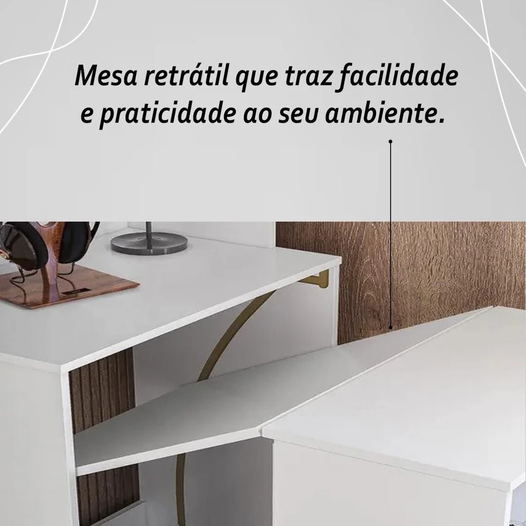 Armário Multiuso e Escrivaninha Branco - Imagem 6