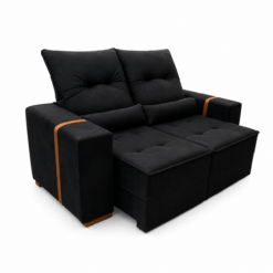 Sofá Retrátil Reclinável Bellissimo 1.80 Metros Tecido Suede - Preto
