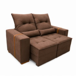 Sofá Retrátil Reclinável Bellissimo 1.80 Metros Tecido Suede - Marrom